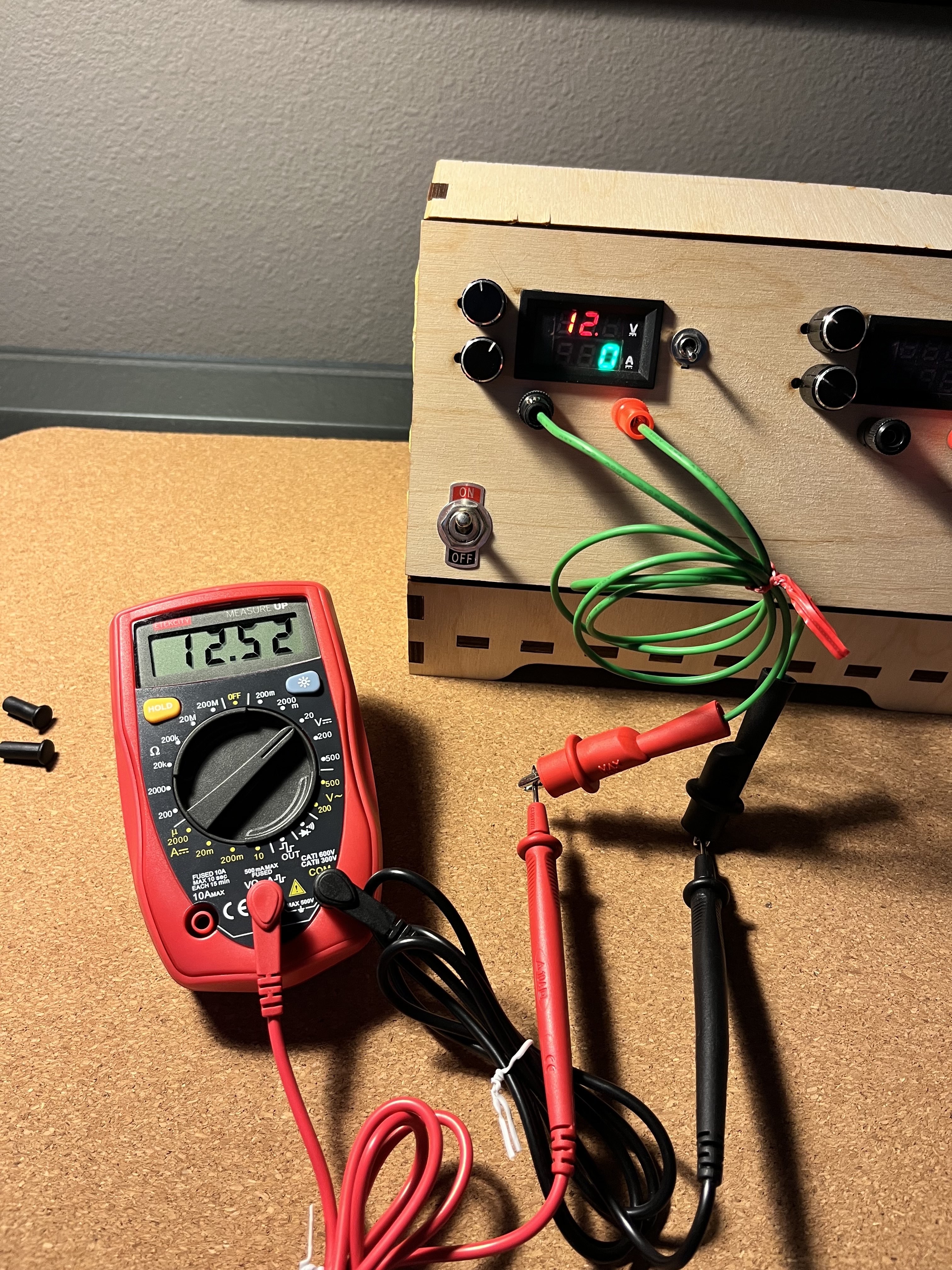 Multimeter reading of variable power supply