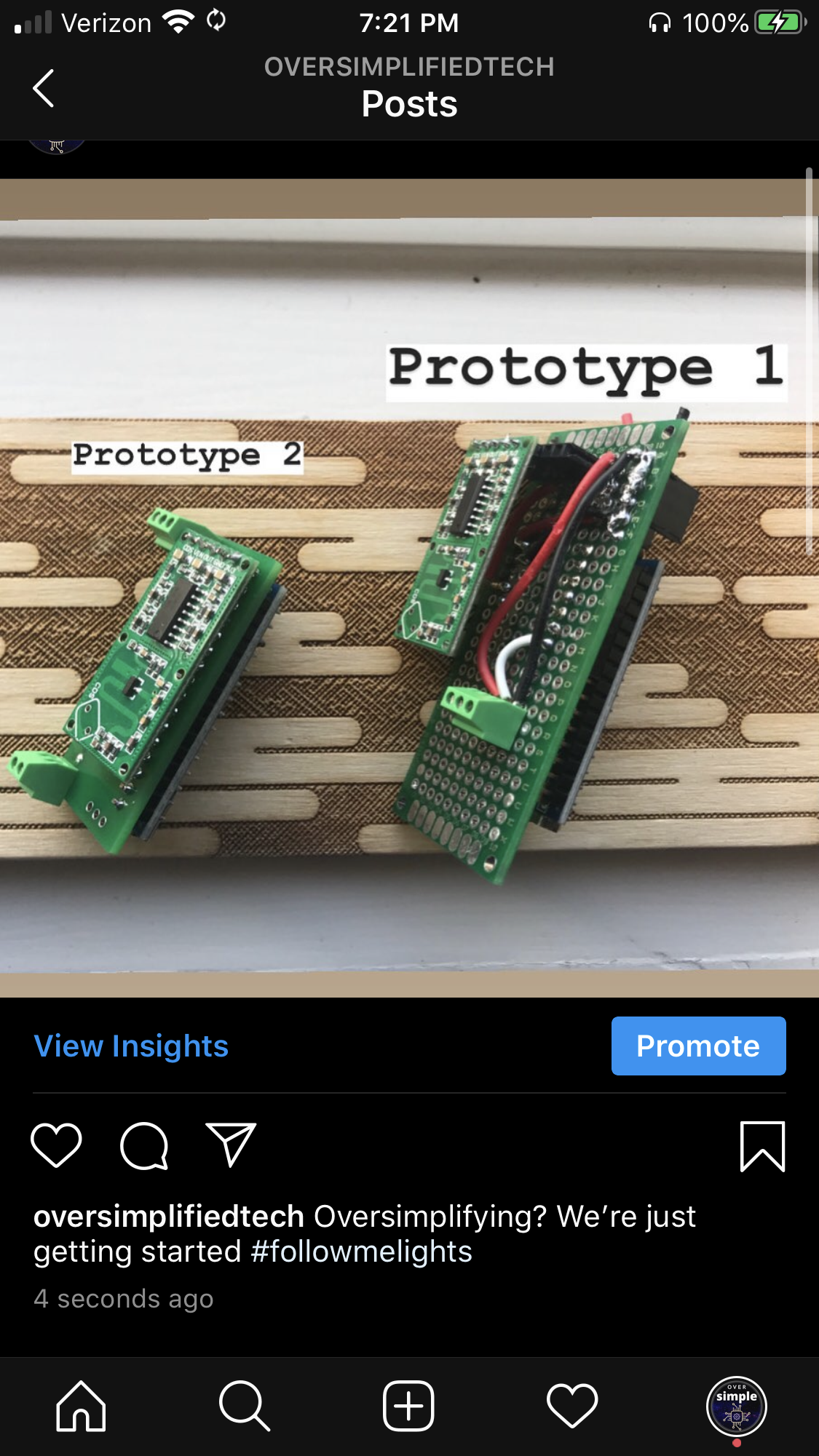 Comparison of perfboard to V1