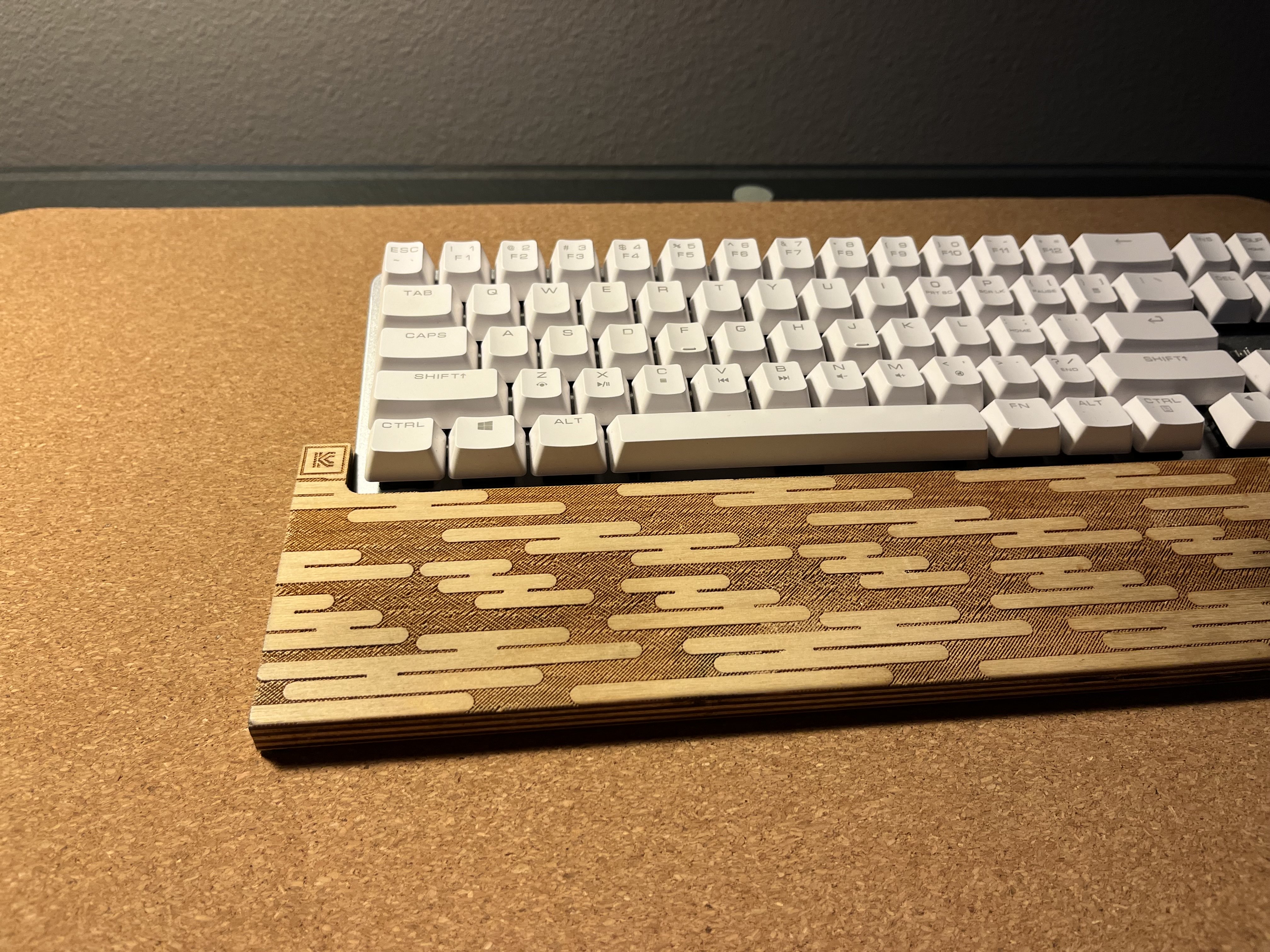 Left view of wrist rest with keyboard